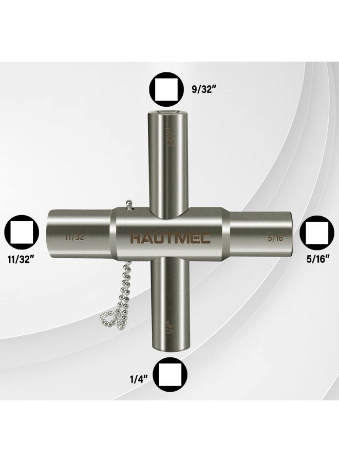 HAUTMEC 4 Way Sillcock Water Key Set, 2 Pack - 1/4", 9/32", 5/16", 11/32" Multi-Function Utility Key for Spigots and Faucets - Image 2