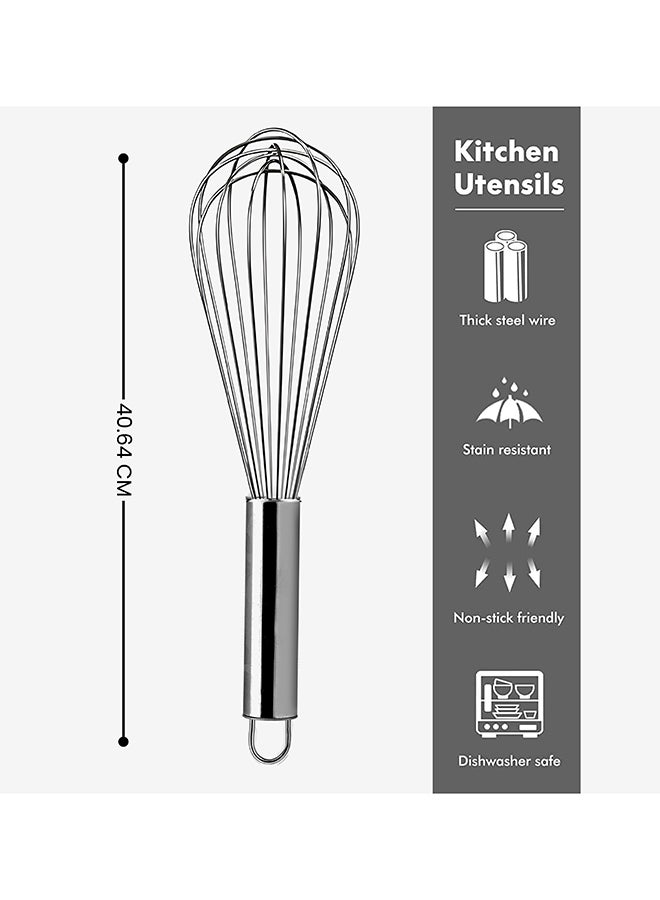 Feelings خلاط يدوي من الفولاذ المقاوم للصدأ لخفق البيض والخبز (16 بوصة) - Image 2