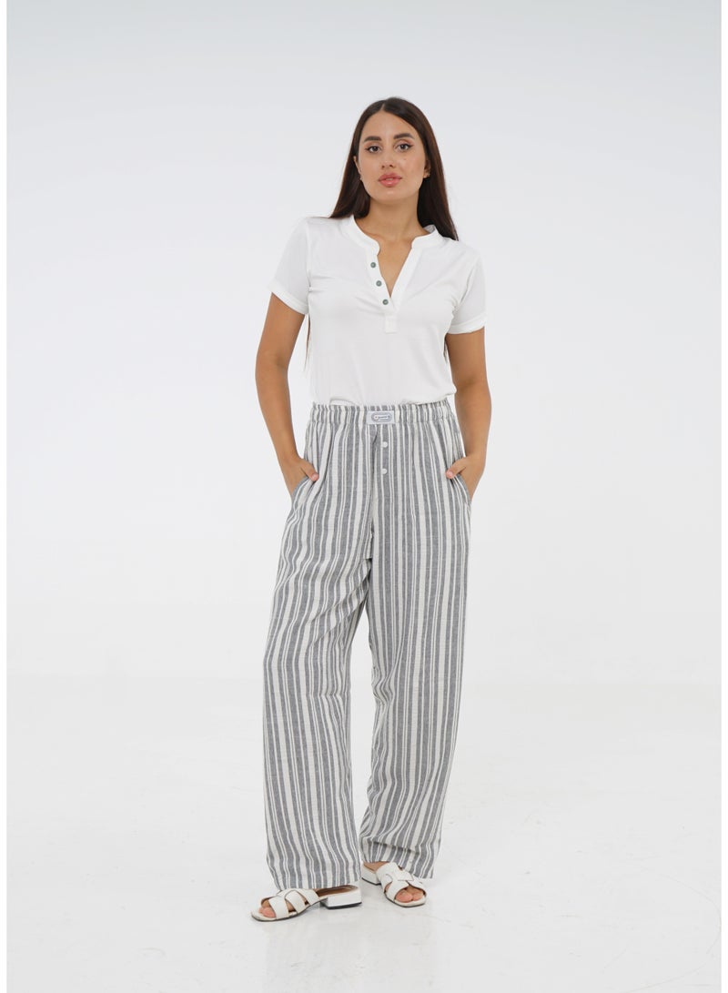 Wasan Grey Striped Pajam Set - Image 1