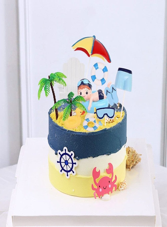Roaring Good Time Swimming Pool Cake Decoration Beach Cake Decoration Swimming Pool Cake Topper Summer Beach Cake Toppers Summer Birthday Party Supplies Swimming Pool Party Supplies - Image 3