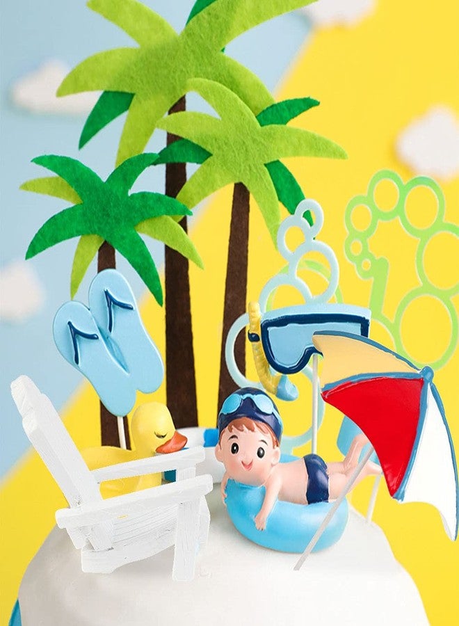 Roaring Good Time Swimming Pool Cake Decoration Beach Cake Decoration Swimming Pool Cake Topper Summer Beach Cake Toppers Summer Birthday Party Supplies Swimming Pool Party Supplies - Image 5