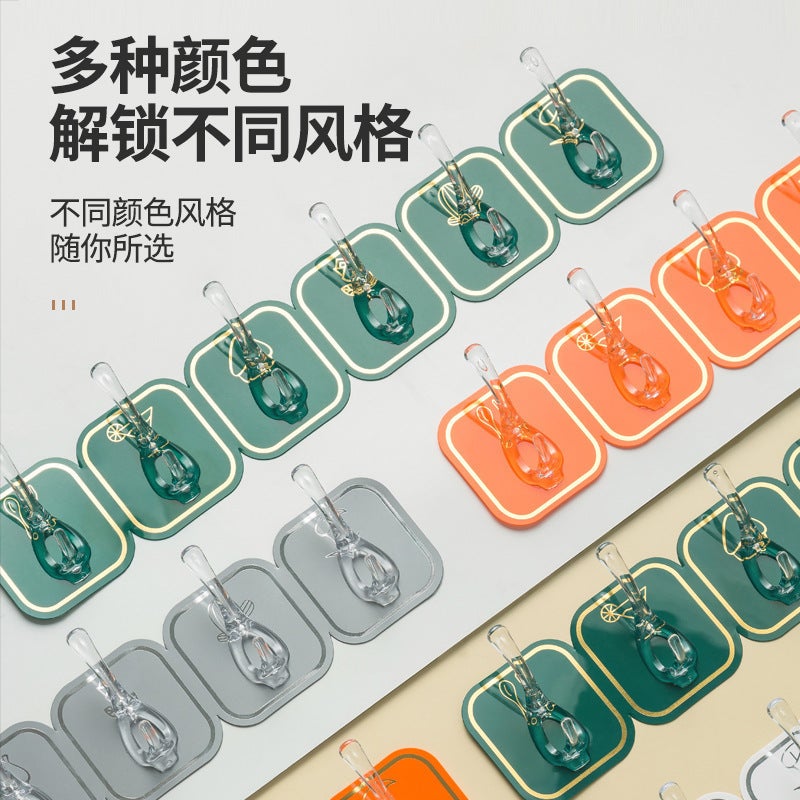 Seamless Adhesive Wall Hooks No-Drill Frame Hangers Gilding six couplets [random color]] 