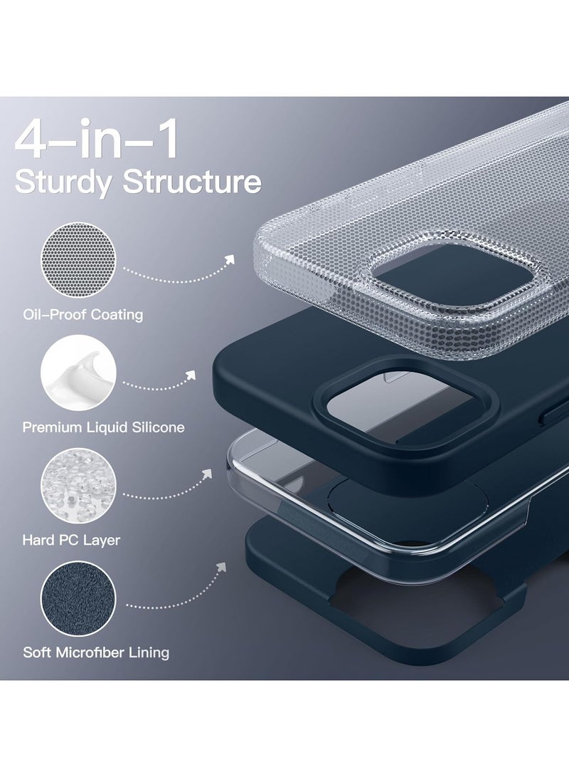 ACLIX Silicone Case Compatible with iPhone 14 Pro, Slim Liquid Silicone Phone Case with Layers of Soft Rubber, Shockproof Bumper with TPU Lining (Navy Blue) - Image 4