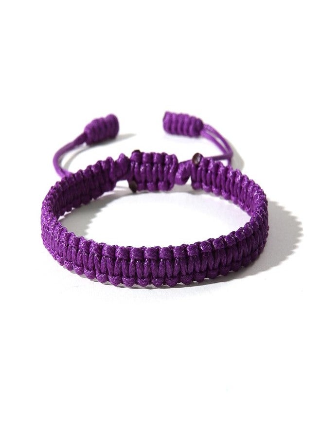 Pingyongchang Boho Surfer Bracelets Handmade Knitted String Rope Braided Adjustable Anklets Summer Friendship Yoga Kabbalah Protection Waterproof Beach Jewelry for Couple Women Men-Purple - Image 1