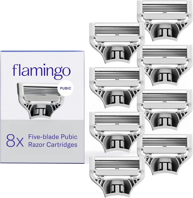 Flamingo خرطوشات إعادة تعبئة شفرات فلامينغو، 8 شفرات حلاقة نسائية - Image 1