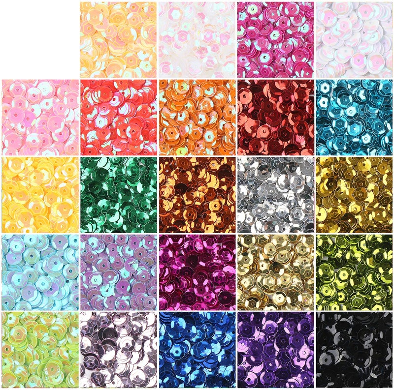 CCINEE 16000PCS Loose Sequins Bulk 6MM Rainbow Round Cup Sequins for Sewing Embroidery Easter Egg Craft Art Decorations