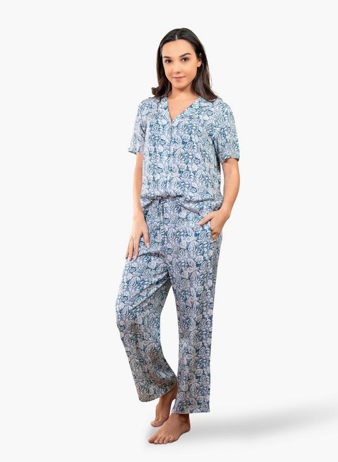 Aadaraya Floral Print Shirt and Pyjama Set - Image 2