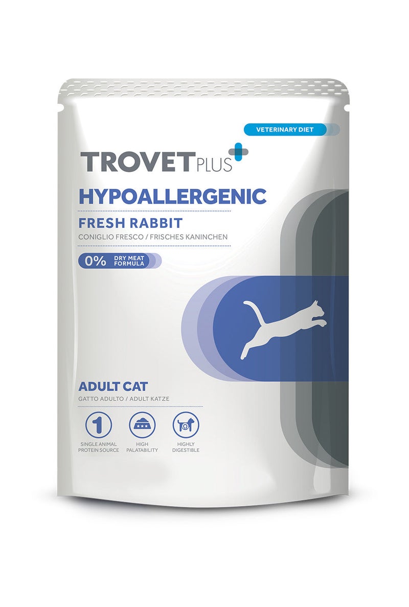 Trovet Trovet Plus Pouch Cat Hypoallergenic Rabbit Veterinary Diets Wet Food 85g - Image 1