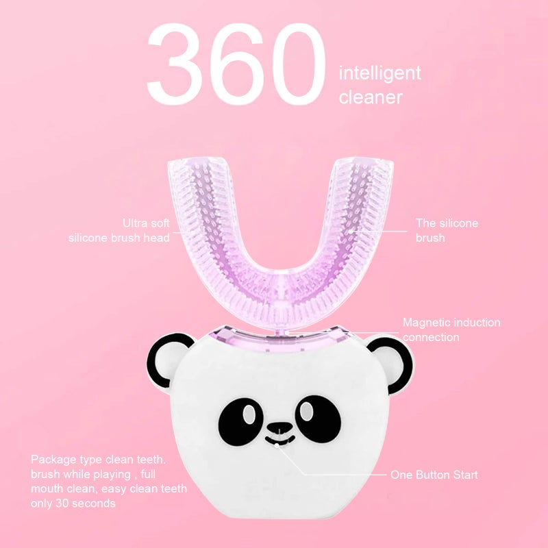 فرشاة أسنان كهربائية للأشكال الشبيهة بالحرف "U" لليافعين، منظف فم 360 درجة مع مؤقت ذكي آلي وتفتيح بالضوء البارد للأطفال فوق سن السبع سنوات - Image 2