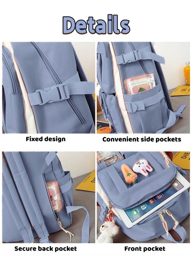 4Pcs Backpack Set School Backpacks Book Bag with Compartments School Kids' School Bag Large Capacity Backpacks  for Teen Girls Kid Students Elementary, Backpack + Tote Bag + Shoulder Bag + Pencil Case - Image 5