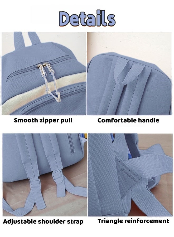 4Pcs Backpack Set School Backpacks Book Bag with Compartments School Kids' School Bag Large Capacity Backpacks  for Teen Girls Kid Students Elementary, Backpack + Tote Bag + Shoulder Bag + Pencil Case - Image 4