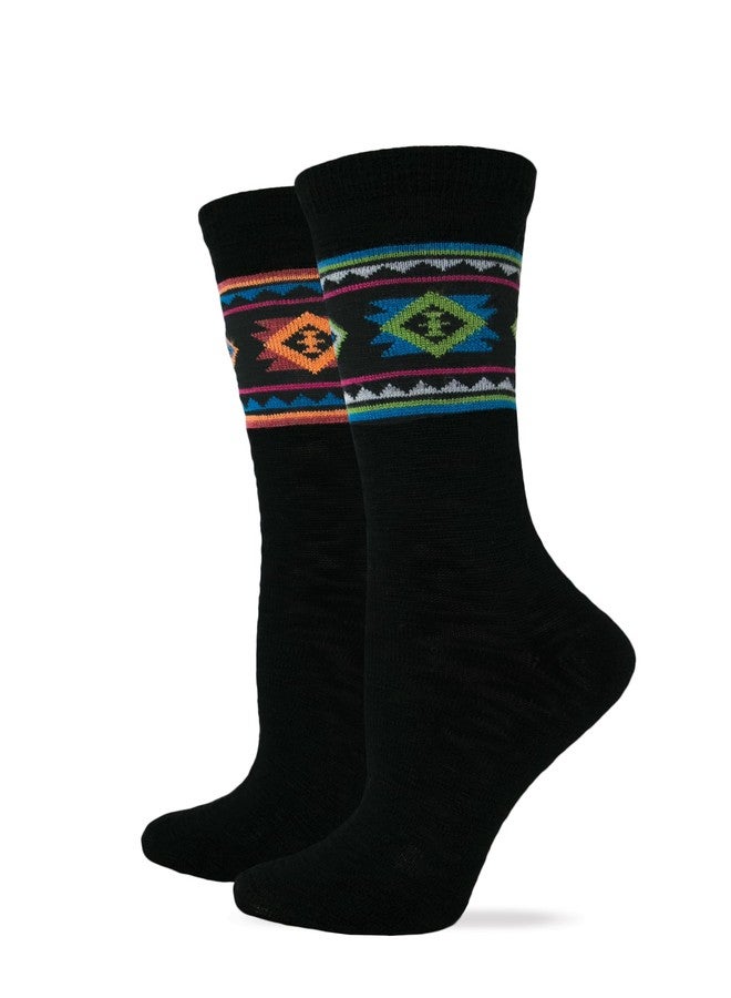 Wrangler Womens Novelty Stripe Aztec Pattern Fashion Crew Socks 2 Pair Pack (US, Alpha, Medium, Regular, Regular, Assorted) - Image 1