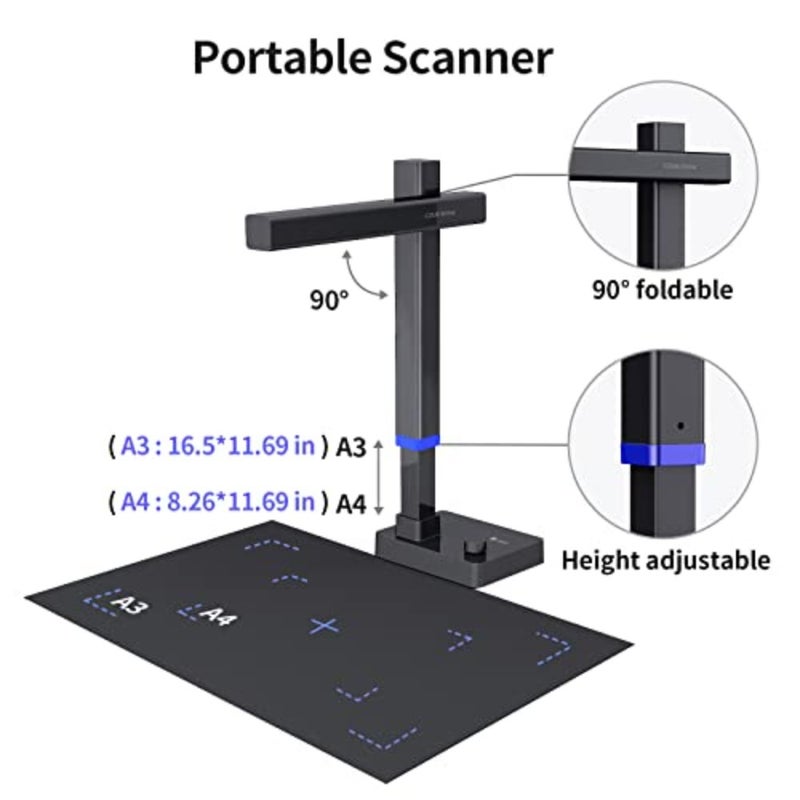 CZUR Shine Ultra Pro 24MP Document Scanner, USB Book Scanner, Portable Document Camera, A3 Large Format Book Scanner, Adjustable Height, Max DPI 440, for Windows and Mac - Image 3