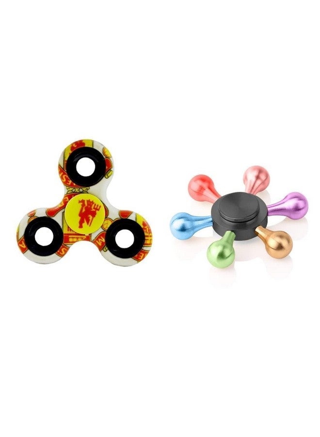 Premsons® Hand Spinner Desk Toy - High Speed Smooth Finger Spin Sensory Fidget Stress Relief Game Play for Kids & Adults - Birthday Party Gift - Combo - Orange & Multicolor - Image 1