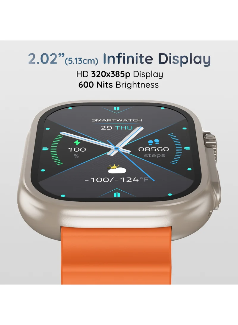 بيبل Pebble Crest 2.02" Infinite Display, BT Calling, Heart Rate Monitoring, AI Voice Assitance, Sleep Monitor, Multiple watch faces, alarm & notification, Multiple watch faces