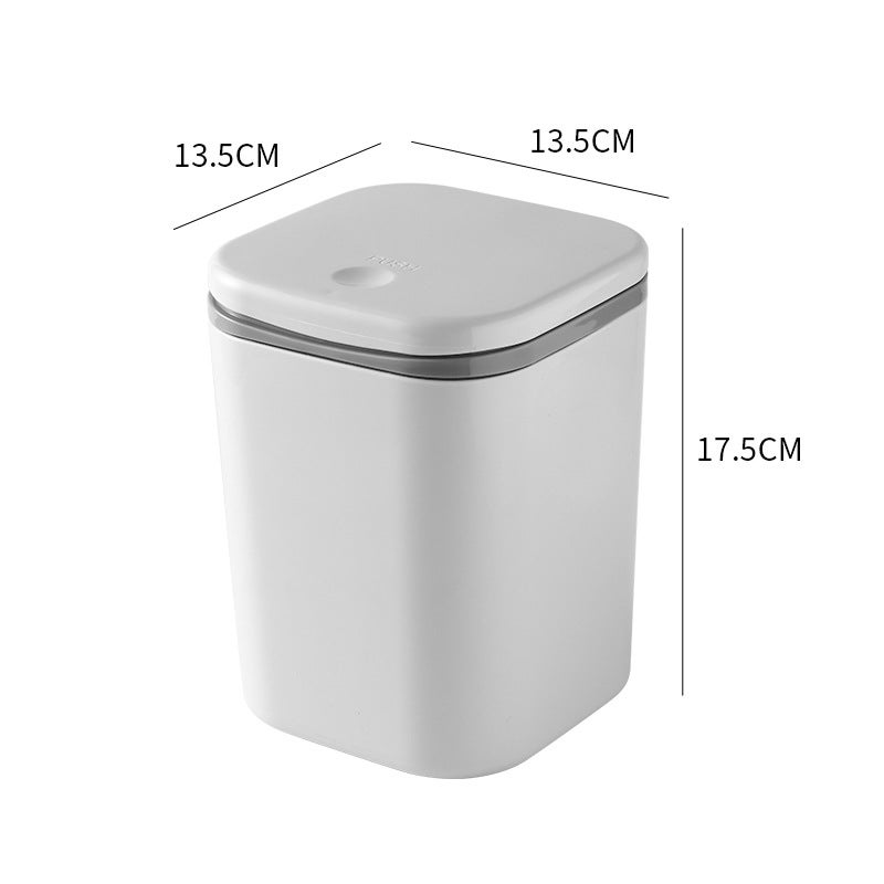 Ready Supply Pp Desktop Trash Can Office Storage Bucket with Lid Dormitory Bedroom Table Small Garbage Storage Bucket(Grey, 1 Pack) - Image 1