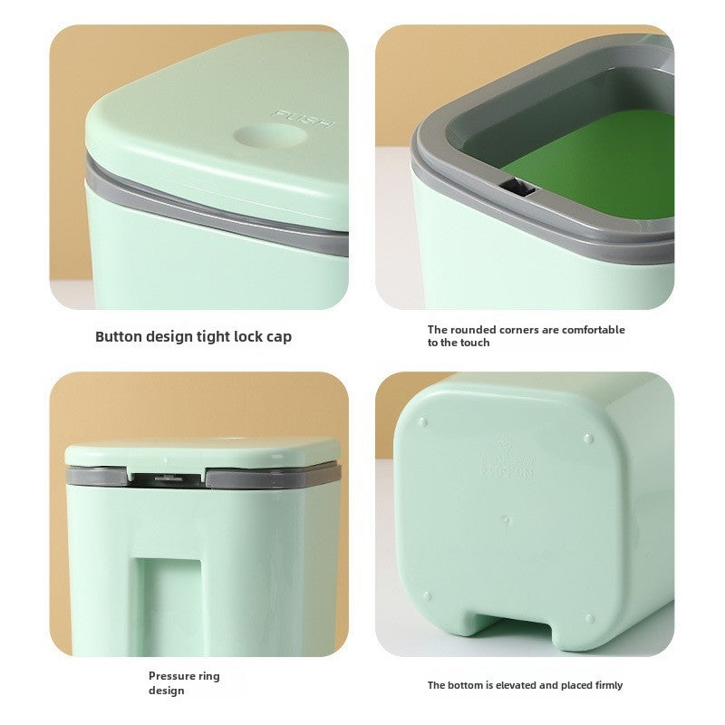 Ready Supply Pp Desktop Trash Can Office Storage Bucket with Lid Dormitory Bedroom Table Small Garbage Storage Bucket(Grey, 1 Pack) - Image 4