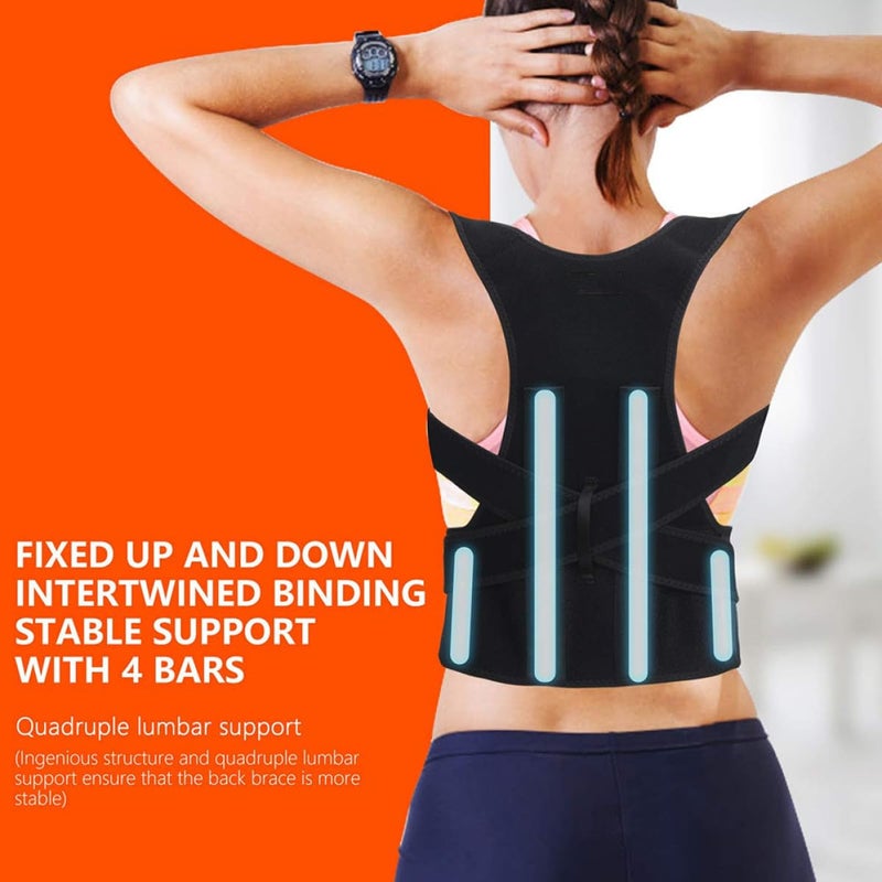 Adjustable Back Brace Posture Corrector Black L Thoracic Spine Support Portable Reusable - Image 4