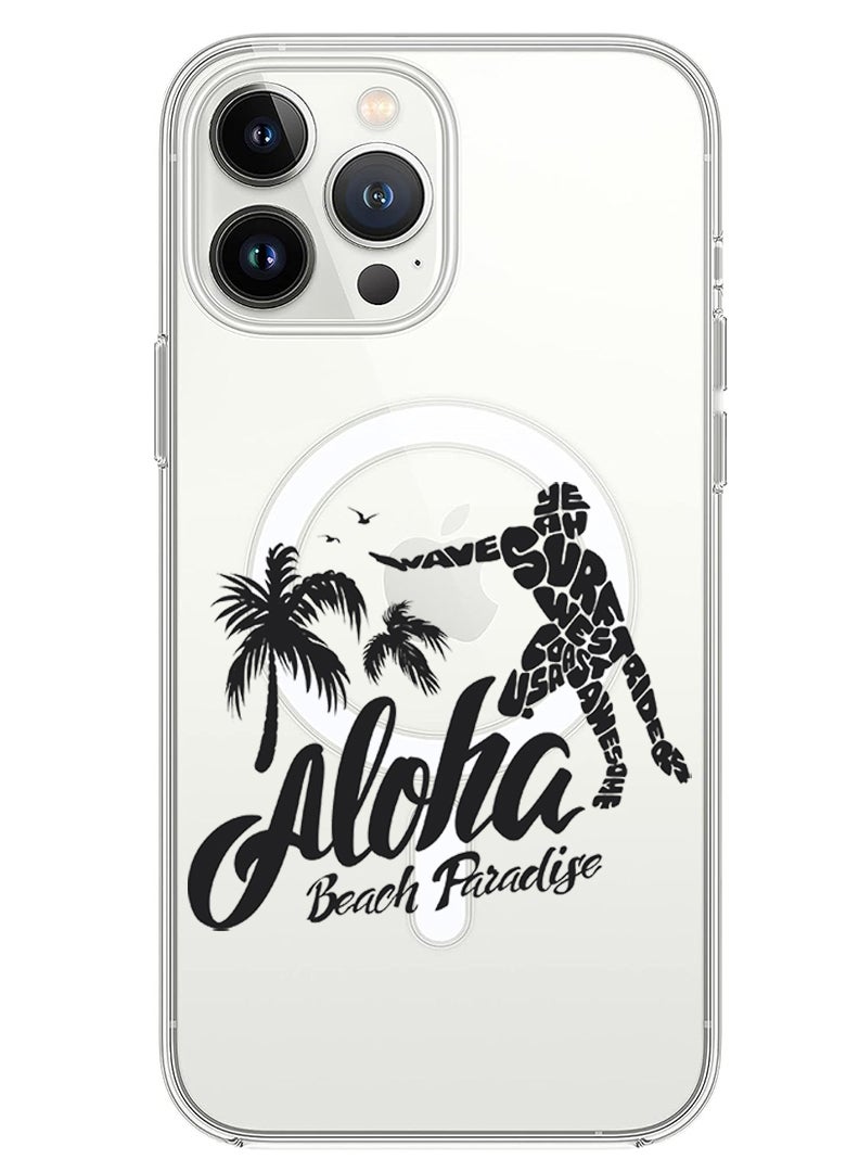 Theodor حافظة مغناطيسية لجهاز آيفون 13 برو ماكس 6.7 بوصة متوافقة مع شحن ماغسيف اللاسلكي، غلاف هاتف مقاوم للصدمات، شاطئ ألوها باراديس الأسود - Image 1