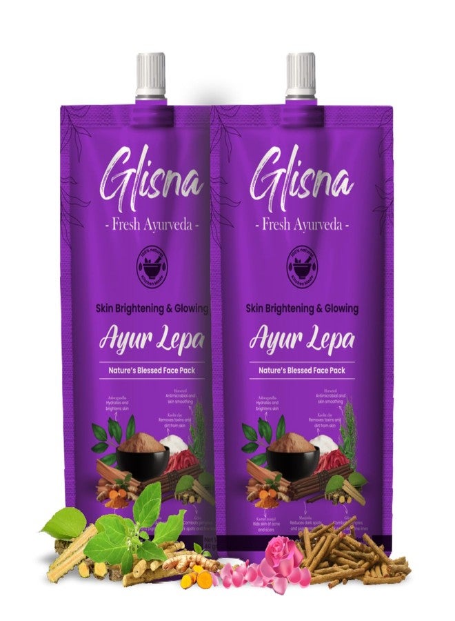 Glisna Fresh Ayur Lepa Face pack for Brightening and Glowing skin | Herbal face pack | Detan | Organic | Made with Multani Mitti and Kaolin for Oil and Acne Control (Pack of 2 x 40g) - Image 1