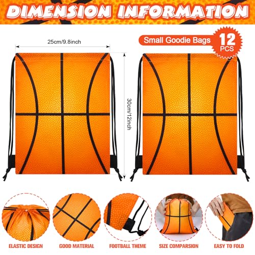 Poen 48 Pcs Basketball Party Favors Include 12 Drawstring Backpack 12 Mini Basketball 12 Keychain 12 Wax Thread Braided Bracelet Inspirational Team Gift - Image 3