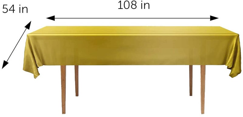 DecorRack 2 Rectangular Tablecloths BPA-Free Plastic, 54 x 108 inch, Dining Table Cloth, Rectangle Table Cover for Parties, Picnic, Camping and Outdoor, Disposable or Reusable, Gold (2 Pack) - Image 2