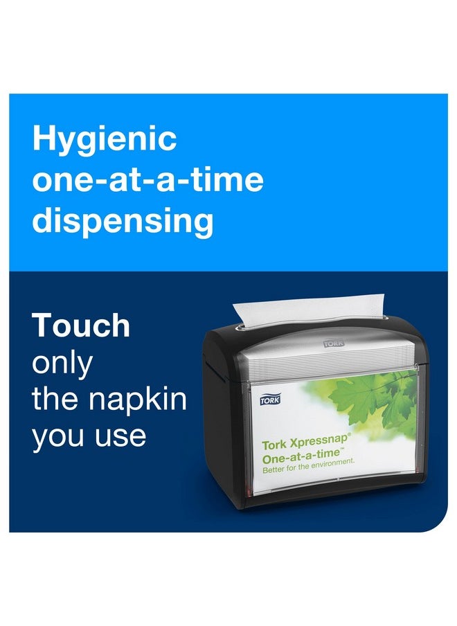 Tork Xpressnap Tabletop Napkin System Starter Pack Black N4, Dispenser and 1 x 500 One-at-a-Time Dispensing Napkins, 80062301