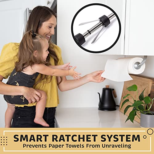 Dear Household One Handed Tear Wall Mounted & Under Counter Paper Towel Holder Dispenser - Stainless Steel Wall Mount Paper Towel Holder - Easy to Install Horizontally or Vertically - Hardware Included – 11 Inches - Image 4