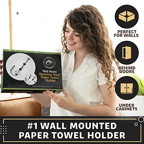 Dear Household One Handed Tear Wall Mounted & Under Counter Paper Towel Holder Dispenser - Stainless Steel Wall Mount Paper Towel Holder - Easy to Install Horizontally or Vertically - Hardware Included – 11 Inches - Image 3