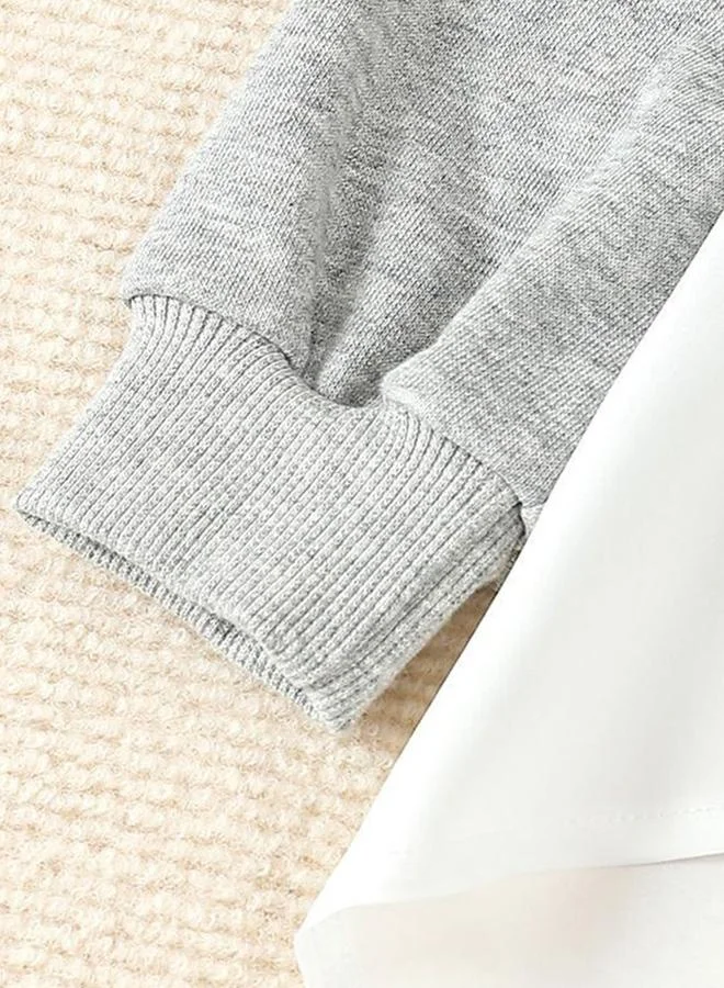 Take Two  Girl's Color Contrast Detail Sweatshirt With Slits Detail Flare Pants Set for Women | Best Price UAE