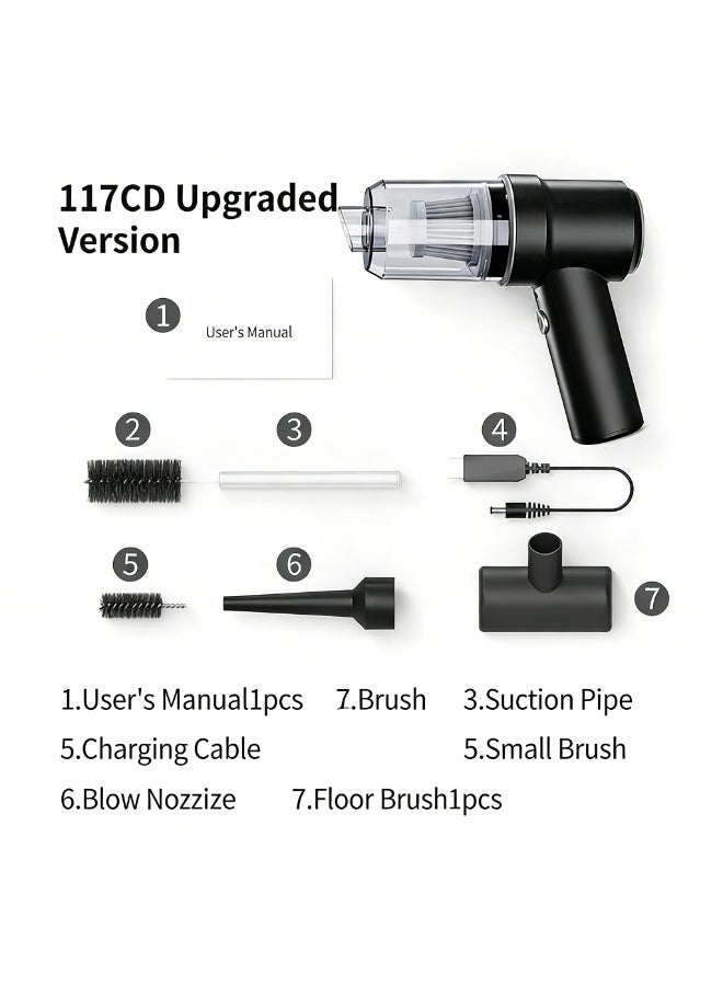 Handheld Car Vacuum Cleaner 9000Pa, 120W High Power Cordless Vacuum and Air Duster with LED Light, Multi Nozzles for Car Home Office Pet - Image 2