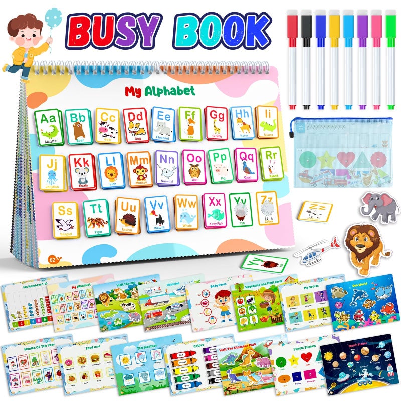 Websonaw Busy Book for Toddlers 3 Preschool Learning Activities with 30 Themes Prek Preschool Workbooks Montessori Educational Learning Toys for Autism Sensory Travel toysBack to SchoolBirthday Gifts - Image 2