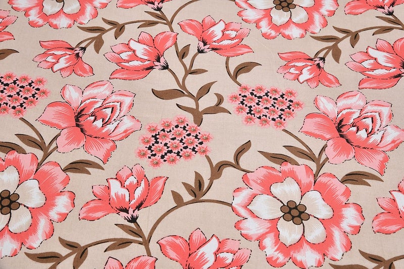 Go Texstylers 100 Cotton Pink 144 TC Floral Print Double Bedsheet with 2 Pillow Covers Pink  - Image 5