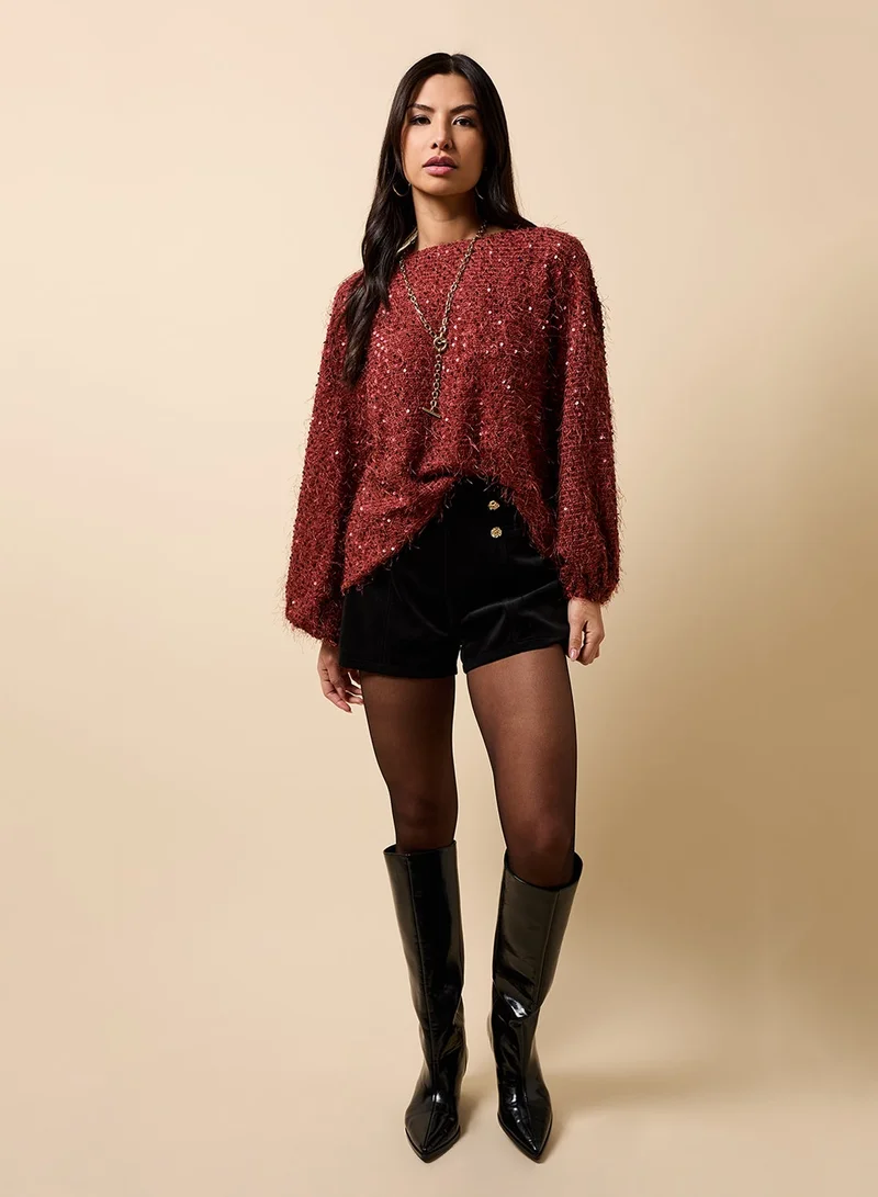 ليتل مسترس Button Detail Velvet Shorts