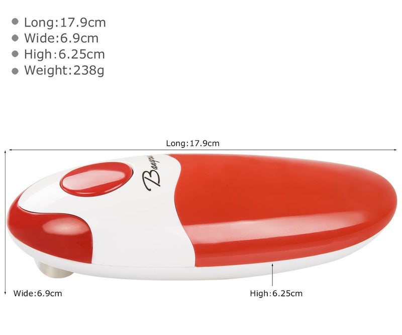 Bangrui Kitchen Automatic Safety Cordless One Tin Touch Electric Can Opener&Bangrui Professional Electric Can Opener.One-touch switch .Smooth can edge.Being friendly to left-hander and arthritics! (Red) - Image 2