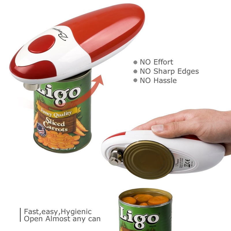 Bangrui Kitchen Automatic Safety Cordless One Tin Touch Electric Can Opener&Bangrui Professional Electric Can Opener.One-touch switch .Smooth can edge.Being friendly to left-hander and arthritics! (Red) - Image 4