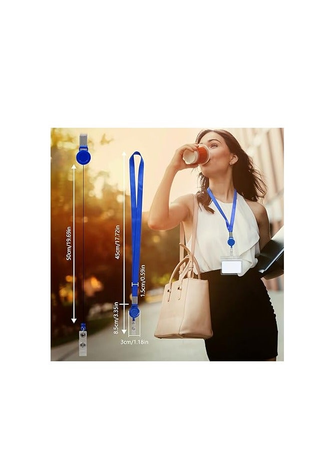 5 قطعة من سلسلات المفاتيح مع حبال العنق للمفاتيح، حامل البطاقة (أزرق) - Image 2