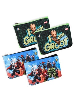 Kuber Industries Kuber Industries Pack of 4 Pencil Pouch | Square Stationary Pouch | Pen-Pencil Box for Kids | School Geometry Pouch | Pencil Utility Bag | Marvel Pencil Organizer | Green & Black  - Image 1