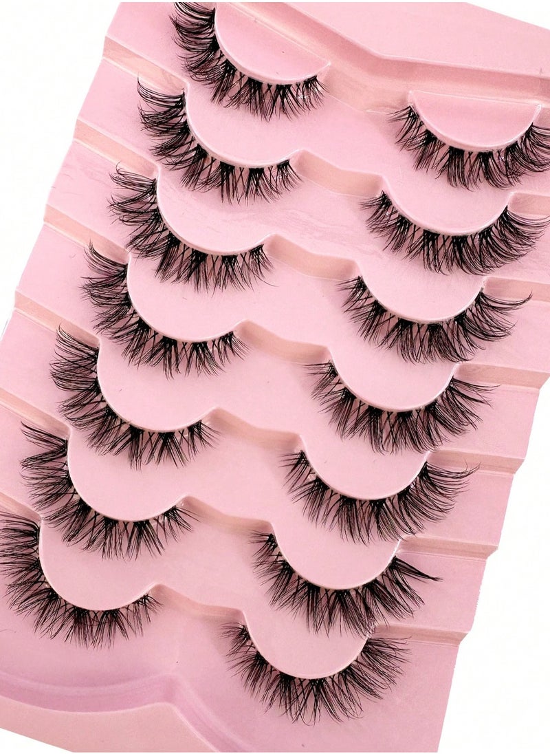 Generic - ( 7 Pairs)Fluffy Messy Faux False Eyelashes,Soft Curly False Lashes,Reusable  False Eyelashes Volume & Thickness Eyelashes for Make up - Image 1