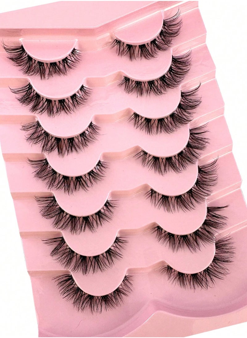 Generic - ( 7 Pairs)Fluffy Messy Faux False Eyelashes,Soft Curly False Lashes,Reusable  False Eyelashes Volume & Thickness Eyelashes for Make up - Image 1