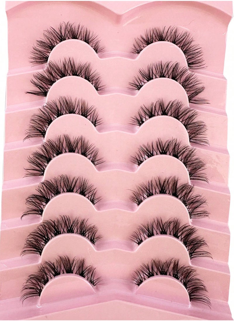 Generic - ( 7 Pairs)Fluffy Messy Faux False Eyelashes,Soft Curly False Lashes,Reusable  False Eyelashes Volume & Thickness Eyelashes for Make up - Image 1