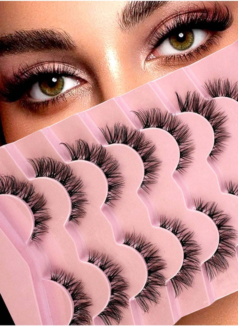 Generic - ( 7 Pairs)Fluffy Messy Faux False Eyelashes,Soft Curly False Lashes,Reusable  False Eyelashes Volume & Thickness Eyelashes for Make up - Image 1