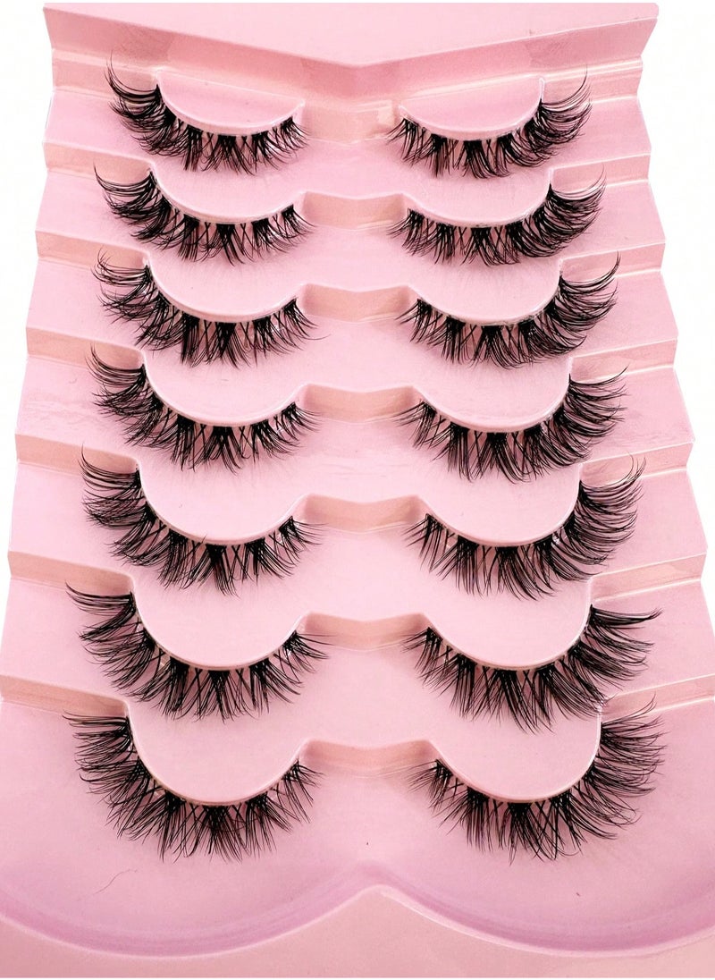 Generic - ( 7 Pairs)Fluffy Messy Faux False Eyelashes,Soft Curly False Lashes,Reusable  False Eyelashes Volume & Thickness Eyelashes for Make up - Image 1