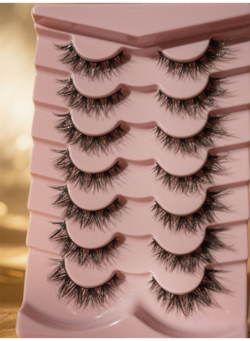 (7 أزواج) رموش صناعية فوضوية فوضوية رقيق، رموش صناعية مجعدة ناعمة، رموش صناعية قابلة لإعادة الاستخدام، رموش صناعية ذات حجم وسمك كبيرين للمكياج - Image 2