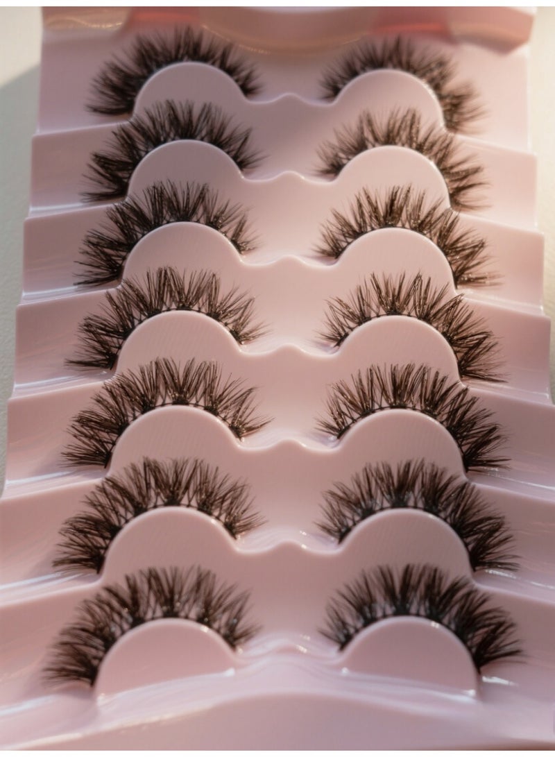 (7 أزواج) رموش صناعية فوضوية فوضوية رقيق، رموش صناعية مجعدة ناعمة، رموش صناعية قابلة لإعادة الاستخدام، رموش صناعية ذات حجم وسمك كبيرين للمكياج - Image 4