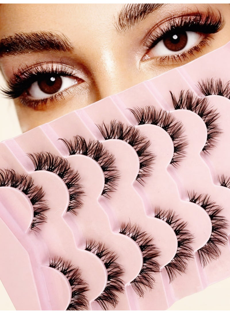 (7 أزواج) رموش صناعية فوضوية فوضوية رقيق، رموش صناعية مجعدة ناعمة، رموش صناعية قابلة لإعادة الاستخدام، رموش صناعية ذات حجم وسمك كبيرين للمكياج - Image 1