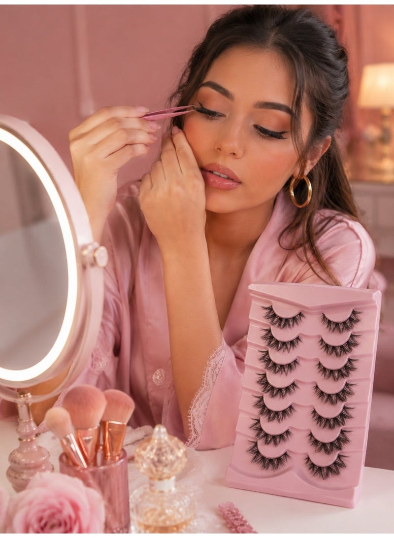 Fluffy  False Eyelashes,Soft Curly Lashes,Reusable   Eyelashe Volume & Thickness Eyelashes for Make up ( 7 Pairs) - Image 4