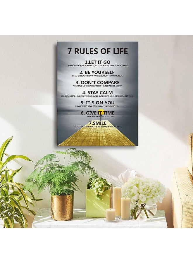 Ploceiny 7 Rules of Life Motivational Wall Decor - Image 3