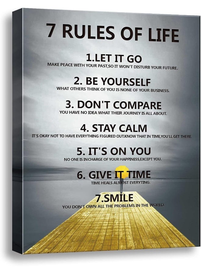 Ploceiny 7 Rules of Life Motivational Wall Decor - Image 1