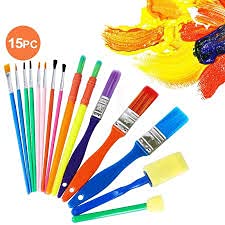 ShopNGift Set of 15 Paint Brushes of Various Sizes and Varieties for Painting – Bristle Brushes & Foam Brushes (Colors May Vary) - Image 3